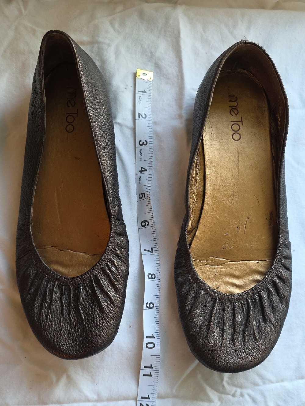 me too Metallic Bronze Leather Ballet Flats 9M